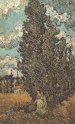 Vincent Van Gogh Cypresses and Two Women (nn04) USA oil painting reproduction